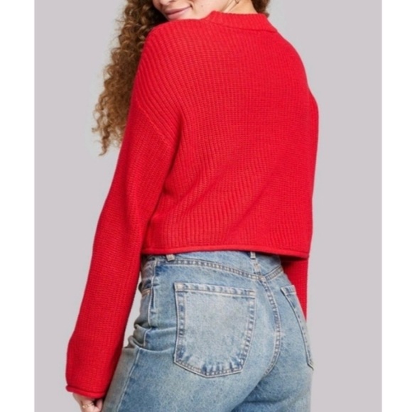 Wild Fable Red Boxy Crewneck Pullover Sweater Size Large - Picture 2 of 9